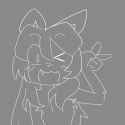 badly draw fox girl with mouse - first sketch