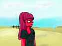 Scarlet in a desert