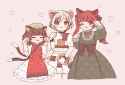 touhou chen and rin and mike paw pose