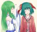 touhou kyouko and sanae petting