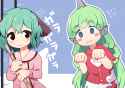 touhou kyouko and komano stand together smiles sweatdrops