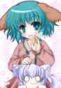 touhou kyouko smile call hand on chibi momiji&#039;s head