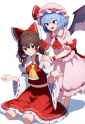 {2girls, hakurei reimu, remilia scarlet, touhou}, {1girl, reimu, standing}, {1g s-3505766376