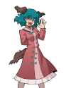 touhou kyouko arm behind back smile wave