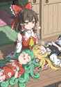 touhou marisa and komano and sukuna lie on reimu&#039;s lap sleep