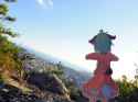 touhou kyouko paper cutout shouting at town from hill