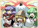 __kochiya_sanae_moriya_suwako_hijiri_byakuren_and_yasaka_kanako_touhou_drawn_by_tukiwani__sample-a959ae00567f7dc9240444acb4e33205