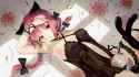 Konachan.com - 251047 animal_ears braids catgirl fang flowers kaenbyou_rin long_hair navel red_eyes red_hair skull sora4_164 tail touhou