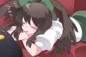 okuu taking a nap on the couch