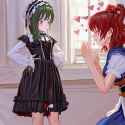 2girls, yuri, indoors, artist_fkey s-2032239731