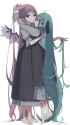 touhou kyouko and mystia hug extra long hair smiles