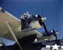 NARA Kodachrome Mechanics Repair Engine of PBY at Naval Air Station New Orleans Louisiana