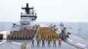 Australian Amphibious Force on the flight deck of HMAS Adelaide during Indo-Pacific Endeavour 2024