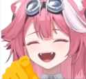 pink woman laughing