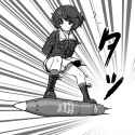 yukari riding an artillery round