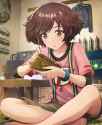 yukari painting a tanks bottom for some reason