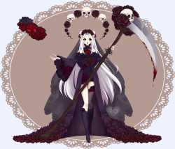 grim reaper girl with roses