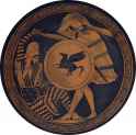 5th century Greek Kylix A Persian Warrior Fighting a Heavily Armed Greek