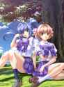 yande.re 615684 age_(studio) baka_ouji_persia breast_hold hayase_mitsuki kimi_ga_nozomu_eien seifuku skirt_lift suzumiya_haruka