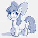2467260__safe_artist-colon-heretichesh_apple+bloom_earth+pony_pony_apple+bloom27s+bow_blushing_bow_female_filly_hair+bow_happy_monochrome_pregnant_pregnant+appl