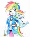 1607606__safe_artist-colon-ryuu_rainbow+dash_equestria+girls_clothes_colored+pencil_cute_dashabetes_duo_duo+female_female_human+ponidox_missing+cutie+m