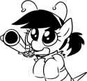 3292482__safe_oc_oc+only_oc-colon-filly+anon_pony_animal+costume_bee+costume_clothes_costume_female_filly_gun_monochrome_simple+background_solo_weapon_white+bac