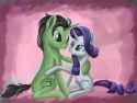 6252233__safe_artist-colon-dellarie_rarity_oc_pony_unicorn_anonpony_canon+x+oc_female_hoof+around+neck_horn_looking+at+each+other_male_mare_romantic_shipping_si