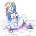 1660397__suggestive_artist-colon-sumin6301_rainbow+dash_equestria+girls_g4_breasts_busty+rainbow+dash_clothes_converse_female_looking+at+you_panties_shirt_shoes