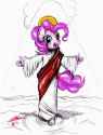 1263145__safe_pinkie+pie_solo_anthro_looking+at+you_sketch_plantigrade+anthro_halo_what+has+science+done_context+is+for+the+weak_christianity_jesus+c