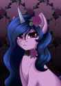 3230340__safe_artist-colon-nuumia_izzy+moonbow_pony_unicorn_g5_female_goth_goth+izzy_horn_looking+at+you_mare_signature_solo