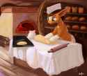 3354834__safe_artist-colon-winpuss_oc_oc+only_earth+pony_pony_baking_bread_chef27s+hat_commission_dough_food_hat_kneading_male_oven_rolling+pin_solo_stallion