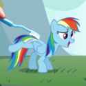 33473__safe_edit_edited+screencap_screencap_rainbow+dash_pegasus_pony_call+of+the+cutie_g4_animated_brush_brushie_derp_female_grass_hoofy-dash-kicks_leg+wiggl