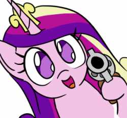 1802642__safe_artist-colon-jargon+scott_princess+cadance_alicorn_pony_g4_aiming_aiming+at+you_bye+anon_chibi_delet+this_face+of+mercy_female_gun_handgun_hi+anon