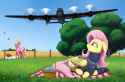 944558__safe_fluttershy_clothes_sweater_roseluck_sweatershy_lily_lily+valley_plane_artist-colon-mrscroup