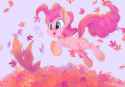 2562093__safe_artist-colon-sketchiix3_derpibooru+import_pinkie+pie_earth+pony_pony_cute_diapinkes_female_happy_image_jpeg_jumping_leaf_leaves_mare_open