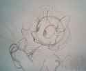 3472909__safe_artist-colon-dhm_oc_oc-colon-filly+anon_excited_female_filly_gem_glowing_holding_monochrome_pencil+drawing_pretty_shiny_sketch_solo_traditional+ar