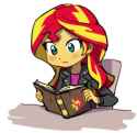 3207186__safe_artist-colon-baekgup_sunset+shimmer_human_equestria+girls_g4_blushing_cropped_cute_friendship+journal_journal_reading_shimmerbetes_simple+backgrou