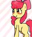 3470974__safe_artist-colon-stanleyiffer_apple+bloom_earth+pony_pony_g4_blush+lines_blushing_bow_chest+fluff_female_filly_foal_hair+bow_smiling_solo_striped+back