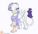 1111868__safe_artist-colon-alasou_rarity_clothes_griffon_griffonized_my+little+griffon_patreon_patreon+logo_raised+claw_scarf_simple+background_solo_sp