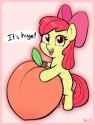 3361176__safe_artist-colon-heretichesh_apple+bloom_earth+pony_pony_g4_blank+flank_female_filly_foal_food_peach_solo (1)