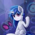 2419323__safe_artist-colon-emeraldgalaxy_dj+pon-dash-3_vinyl+scratch_pony_unicorn_female_magic_mare_solo_speakers_telekinesis_vinyl27s+glasses