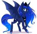 1021748__safe_artist-colon-silbersternenlicht_princess+luna_alicorn_bat+pony_bat+pony+alicorn_fangs_lunabat_pony_race+swap_simple+background_smiling_so