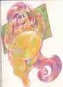 3485830__safe_artist-colon-breakersunny_fluttershy_pegasus_pony_g4_belly_big+belly_blushing_colored+pencil+drawing_female_mare_marker+drawing_pregnant_solo_tail