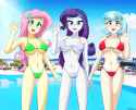 2914599__suggestive_artist-colon-riouku_coco+pommel_fluttershy_rarity_human_equestria+girls_bedroom+eyes_belly+button_bikini_blushing_breasts_busty+coco+pommel_