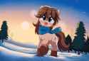 3488953__safe_artist-colon-spoonie_oc_oc+only_oc-colon-frosty+flakes_earth+pony_pony_yakutian+horse_snow_snowpony_solo