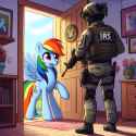 3292125__safe_ai+content_ai+generated_prompter-colon-doomguy397_rainbow+dash_human_pegasus_pony_g4_ambush_clothes_female_gun_irs_mare_military+uniform_oh+no_rif