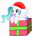 3267892__safe_artist-colon-klondike_princess+celestia_alicorn_pony_g4_animated_christmas_cute_cutelestia_gif_hat_holiday_present_santa+hat_simple+background_sol