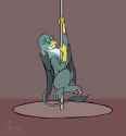 3289721__safe_artist-colon-somber_gabby_griffon_g4_animated_female_gif_paw+pads_paws_pole+dancing_solo_spinning_stripper+pole