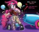 3486548__safe_artist-colon-catmonkshiro_pinkie+pie_earth+pony_human_pony_g4_balloon_confetti_dialogue_high+res_human+to+pony_party+cannon_solo_transformation_wi