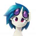 1817718__safe_artist-colon-stardep_dj+pon-dash-3_vinyl+scratch_confused_cute_female_glasses_looking+at+you_mare_pony_raised+eyebrow_simple+background_s